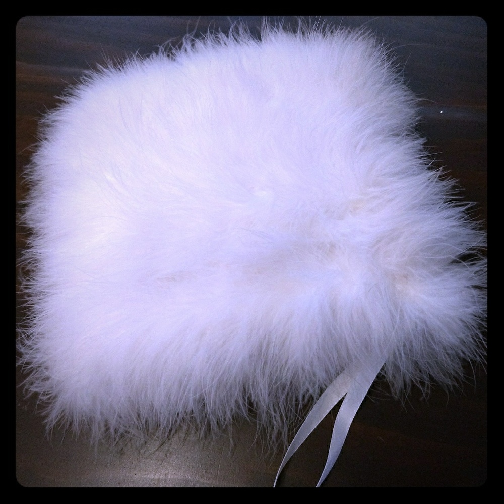 White Feather Satin Hand Muff